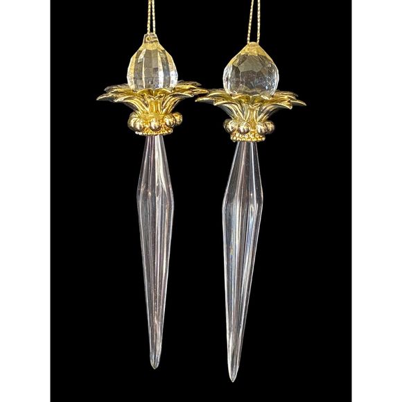 Set of 2 Pairs Pearl and Gold Acrylic and Metal Ornaments Christmas or Wedding - Picture 13 of 13